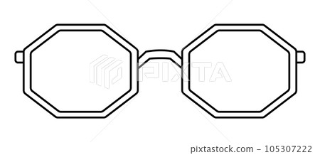 Octagon frame glasses fashion accessory illustration. Sunglass front view for Men, women, unisex silhouette style, flat Octagon frame glasses fashion accessory illustration. Sunglass front view for Men, women, unisex silhouette style, flat 105307222
