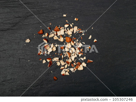 Nut Kernels Crumbs, Broken Hazelnuts Pile, Healthy Organic Crush Nuts Group, Hazel Nut Pieces Nut Kernels Crumbs, Broken Hazelnuts Pile, Healthy Organic Crush Nuts Group, Hazel Nut Pieces 105307246