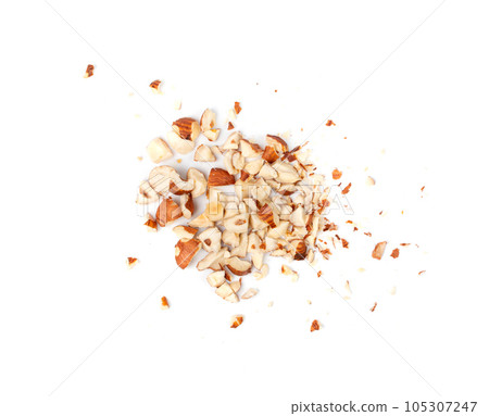 Nut Kernels Crumbs, Broken Hazelnuts Pile Isolated, Healthy Organic Crush Nuts Group, Hazel Nut Pieces Nut Kernels Crumbs, Broken Hazelnuts Pile Isolated, Healthy Organic Crush Nuts Group, Hazel Nut Pieces 105307247