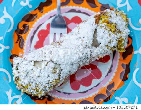 Cannoli Cake Stuffed Ricotta Cheese, Italian Pistachio Dessert 105307271