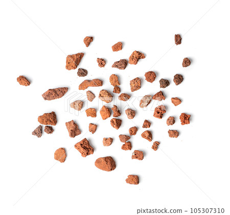 Volcano Stone Isolated, Red Volcanic Pumice, a Cold Piece of Lava, Basalt Extrusive Igneous Rock 105307310