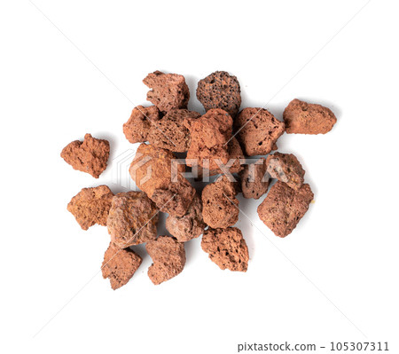 Volcano Stone Isolated, Red Volcanic Pumice, a Cold Piece of Lava, Basalt Extrusive Igneous Rock Volcano Stone Isolated, Red Volcanic Pumice, a Cold Piece of Lava, Basalt Extrusive Igneous Rock 105307311