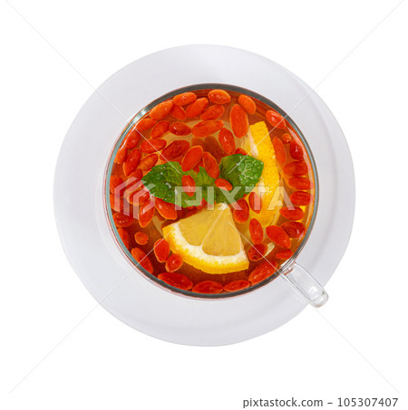 Goji Berry Tea Isolated, Lycium Barbaru Drink 105307407