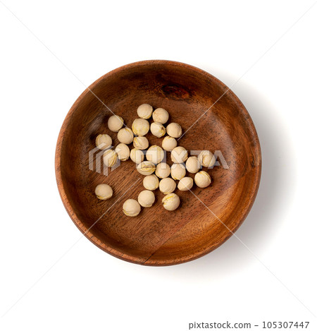Cherry Stones Isolated, Cherry Core Pile Closeup, Sweet Fruit Kernels, Cherries Pits, Dry Prunus Avium Seeds 105307447
