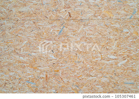 Chipboard Texture Background, Light Brown OSB Panel Pattern, Pressed Glued Wood Chips Backdrop 105307461