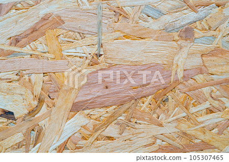 Chipboard Texture Background, Light Brown OSB Panel Pattern, Pressed Glued Wood Chips Backdrop 105307465