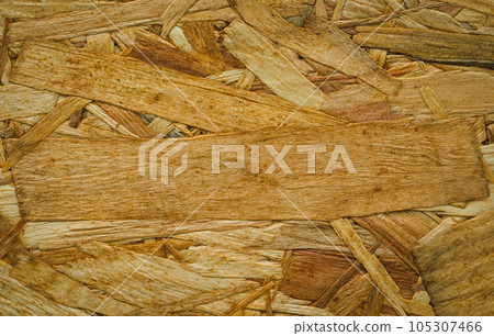 Chipboard Texture Background, Light Brown OSB Panel Pattern, Pressed Glued Wood Chips Backdrop 105307466
