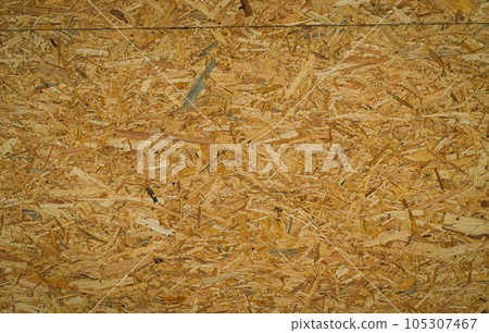 Chipboard Texture Background, Light Brown OSB Panel Pattern, Pressed Glued Wood Chips Backdrop 105307467