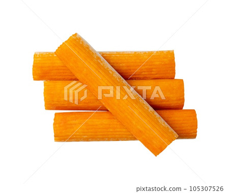 Crab Stick Isolated, Orange Crabstick Closeup, Crabmeat Food, Crabmeat Fish Sticks, Crab Sticks Crab Stick Isolated, Orange Crabstick Closeup, Crabmeat Food, Crabmeat Fish Sticks, Crab Sticks 105307526
