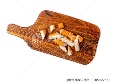 Crab Stick Isolated, Orange Crabstick Closeup, Crabmeat Food, Crabmeat Fish Sticks, Crab Sticks 105307540