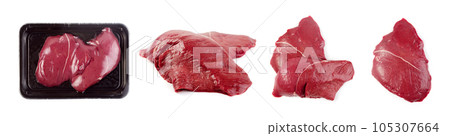 Vacuum black plastic pack with fresh deer meat isolated Vacuum black plastic pack with fresh deer meat isolated 105307664