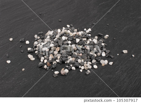 Gravel Pile, Grey Coarse Sand, Fine Granular Stones, Grit Sand, Small Grey Rock Texture 105307917