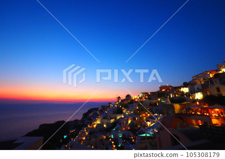 View of Oia Castle where you can see the most beautiful sunset in the world 105308179
