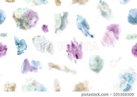 Abstract seamless pattern with hand drawn colorful granulating watercolor shapes and brush strokes. Trendy and stylish magenta and green stains texture for textile, wrapping paper, cover, surface Abstract seamless pattern with hand drawn colorful granulating watercolor shapes and brush strokes. Trendy and stylish magenta and green stains texture for textile, wrapping paper, cover, surface 105308300