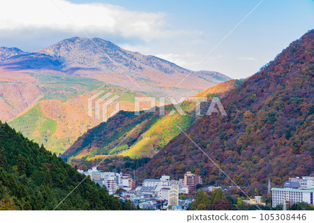 栃木日光市鬼怒川溫泉的秋天色彩，從立岩觀景台看到的景色 105308446