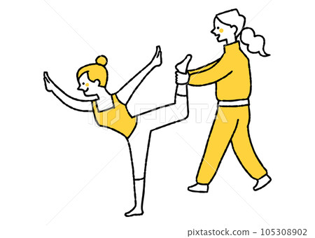 Students being taught by a gymnastics coach 105308902