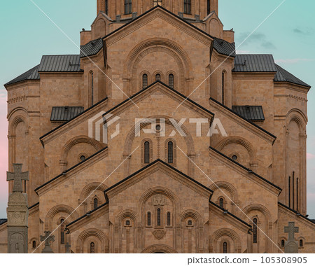 Front of the Holy Trinity Cathedral of Tbilisi, Georgia 105308905