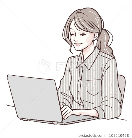 Work, business, OL, office worker, personal computer, laptop, working woman, remote work, home, meeting 105310438
