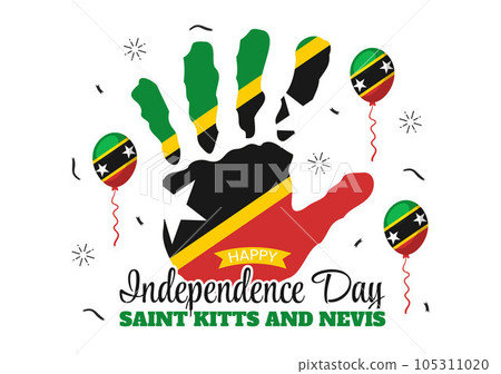 Happy Independence Day Saint Kitts and Nevis Vector Illustration with Country Flag Background in Flat Cartoon Hand Drawn Landing Page Templates 105311020