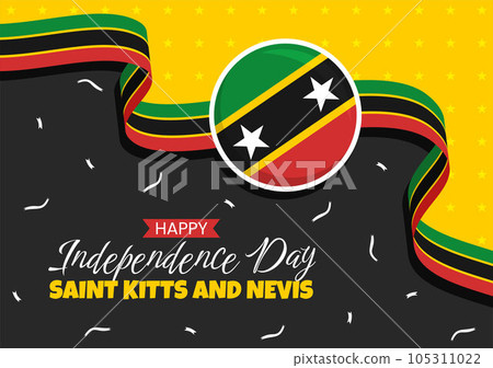Happy Independence Day Saint Kitts and Nevis Vector Illustration with Country Flag Background in Flat Cartoon Hand Drawn Landing Page Templates 105311022