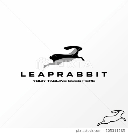 Logo design graphic concept creative abstract premium free vector stock jump run adult rabbit on fast move. Related to animal active health pet farm 105311285