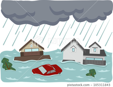 house damaged by flood 105311843