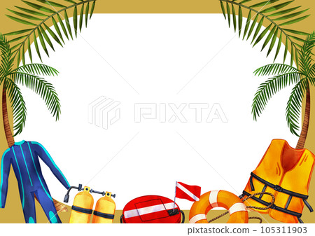 Summer sport in holiday watercolor frame png Summer sport in holiday watercolor frame png 105311903