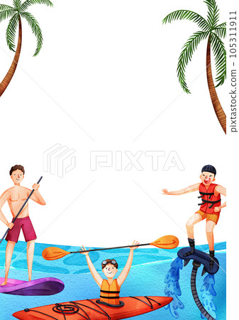 Summer sport in holiday watercolor frame png 105311911