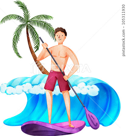 Summer sport in holiday watercolor element png 105311930