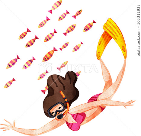 Summer sport in holiday watercolor element png 105311935