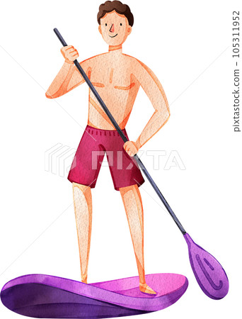 Summer sport in holiday watercolor element png 105311952