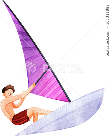 Summer sport in holiday watercolor element png 105311982