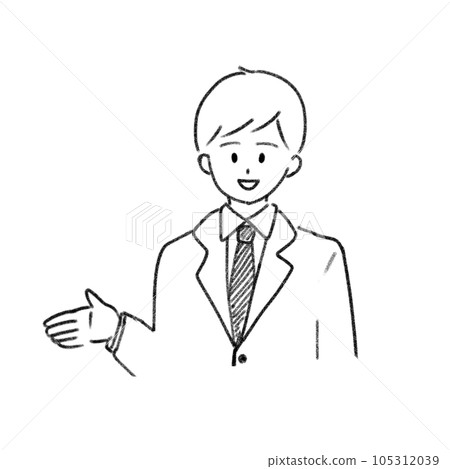 Smiling businessman simple line drawing Smiling businessman simple line drawing 105312039