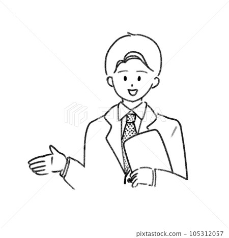 Smiling businessman simple line drawing Smiling businessman simple line drawing 105312057