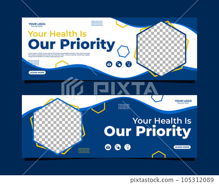 Medical health care web banner template design 105312089