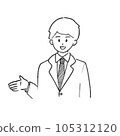 Smiling businessman simple line drawing 105312120