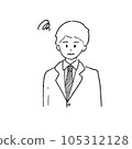 Smiling businessman simple line drawing 105312128