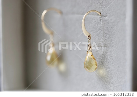 Citrine gold hook earrings, natural stone jewelry Citrine gold hook earrings, natural stone jewelry 105312338
