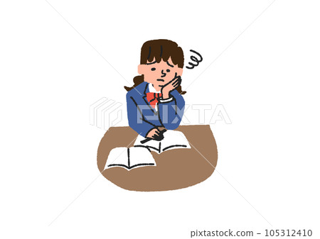 一個覺得學習很無聊的女學生的插圖 一個覺得學習很無聊的女學生的插圖 105312410