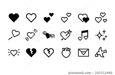 Various heart mark vector icon set 105312460