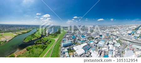 從埼玉縣戶田市荒川上空俯視上游 105312954