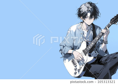 一個年輕人練習電吉他的插圖(生成 AI) 一個年輕人練習電吉他的插圖(生成 AI) 105313321