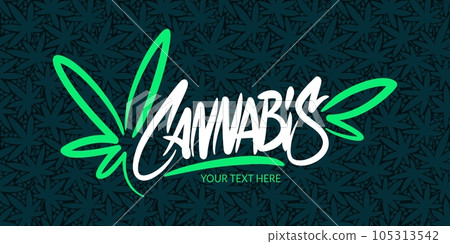 Abstract Hand Written Word Cannabis With Cannabis Leaf Vector Illustration Art Abstract Hand Written Word Cannabis With Cannabis Leaf Vector Illustration Art 105313542