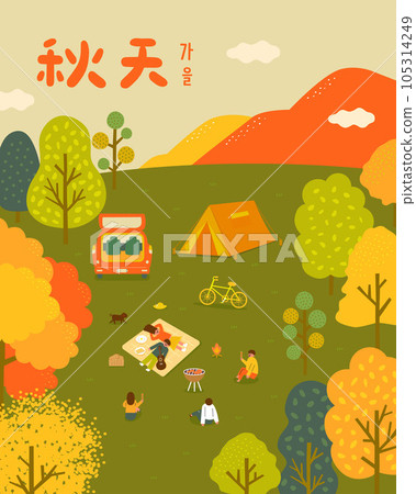 People have a camping vacation in the autumn_2 105314249