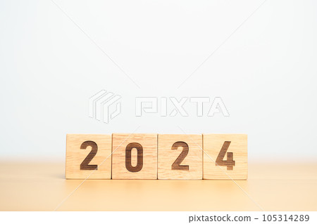 2024 year block on table. goal, Resolution, strategy, plan, start, budget, mission, action, motivation and New Year concepts 2024 year block on table. goal, Resolution, strategy, plan, start, budget, mission, action, motivation and New Year concepts 105314289
