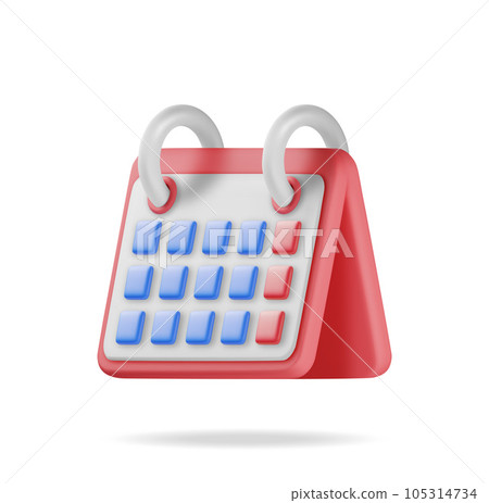 3D Paper Spiral Wall Calendar Isolated 105314734