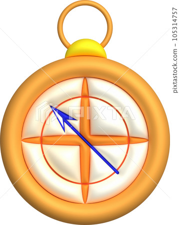 3D illustration. Compass tool. Navigation device. Compass object for navigation and orientation 105314757