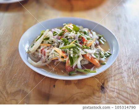 THAI style food . Cockle Salad,Cockles salad . THAI style food . Cockle Salad,Cockles salad . 105314790