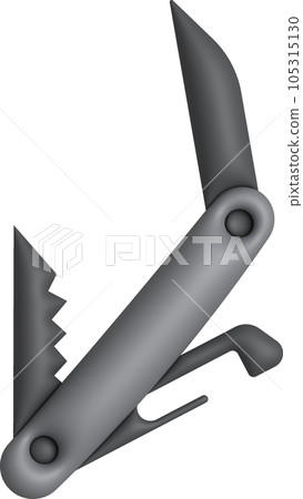 3D illustration folding knife camping, compact expedition knife. Penknife multi-tool. 105315130