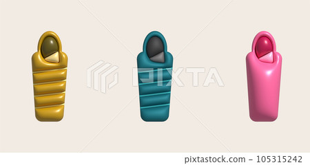 3d illustration sleeping bag camping bed for tourists Hiking gear for sleeping. 3d illustration sleeping bag camping bed for tourists Hiking gear for sleeping. 105315242